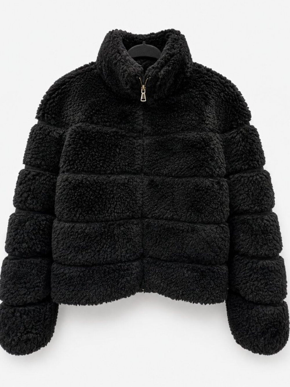 Generation Love Roxi Black Faux-Fur Cropped Zip Jacket – Size S